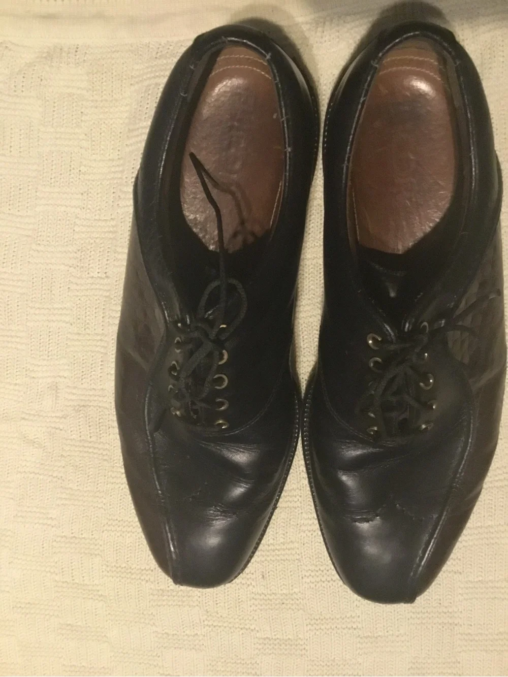 FootJoy Black Leather Lace-Up Golf Shoes Mens Metal Eyelets Size 11.5